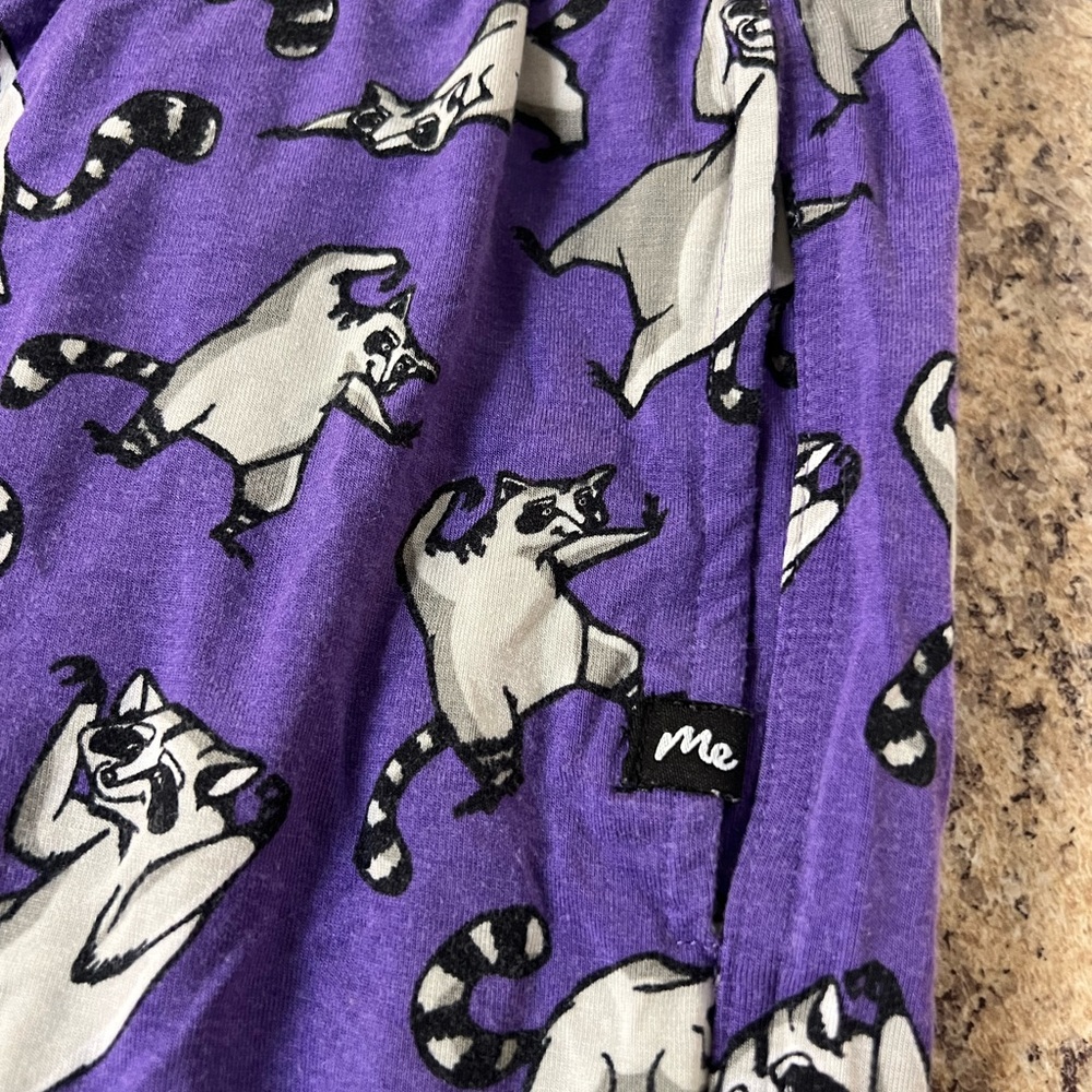 MeUndies Purple mens Pajama lounge pants kung fu Raccoon Print 2x DISCONTINUED - Picture 3 of 4